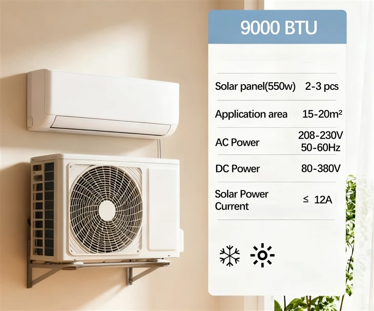 9000BTU penghawa dingin kuasa solar untuk rumah